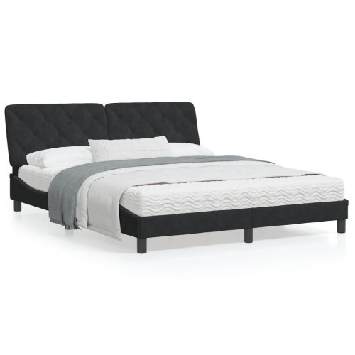Sengeramme med LED 160 x 200 cm uden madras - sort velour