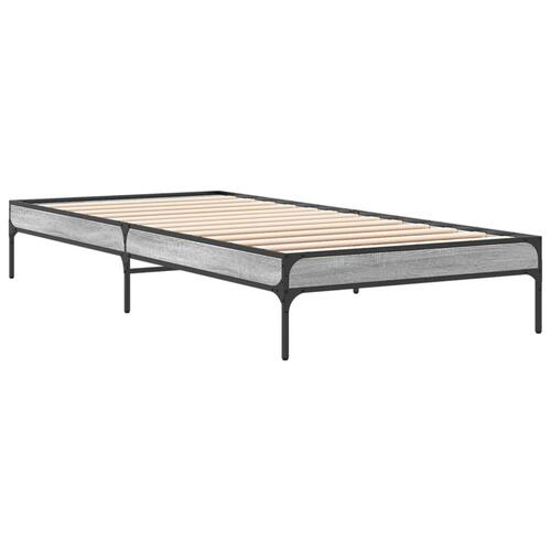 Sengeramme 90x190 cm konstrueret træ og metal grå sonoma-eg