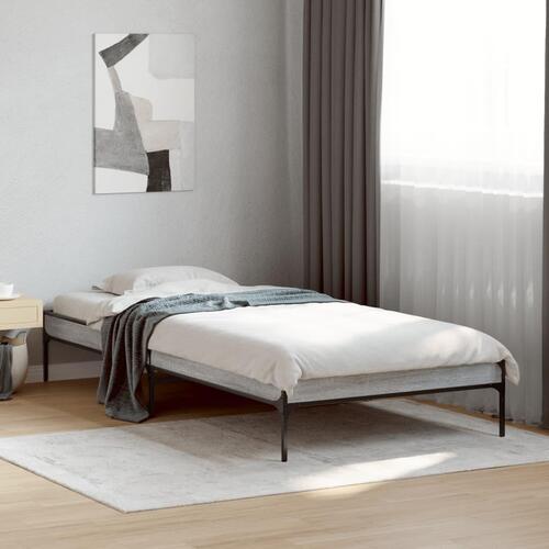 Sengeramme 90x190 cm konstrueret træ og metal grå sonoma-eg
