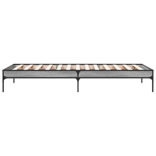 Sengeramme 90x190 cm konstrueret træ og metal grå sonoma-eg