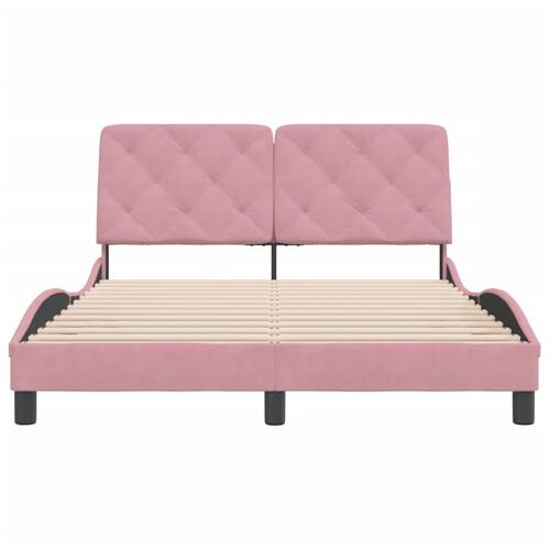 Sengeramme med sengegavl 140x200 cm fløjl pink