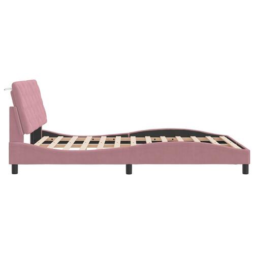 Sengeramme med sengegavl 140x200 cm fløjl pink