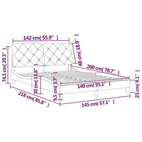 Sengeramme med sengegavl 140x200 cm fløjl pink