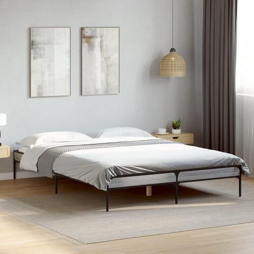 Sengestel 120x190 cm konstrueret træ og metal grå sonoma-eg
