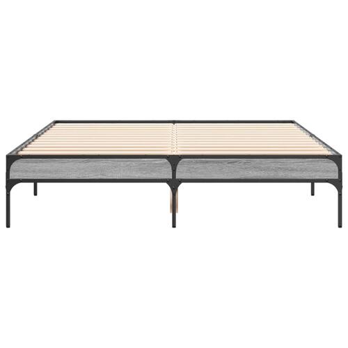 Sengestel 120x190 cm konstrueret træ og metal grå sonoma-eg