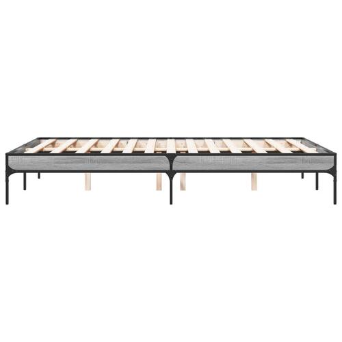 Sengestel 120x190 cm konstrueret træ og metal grå sonoma-eg