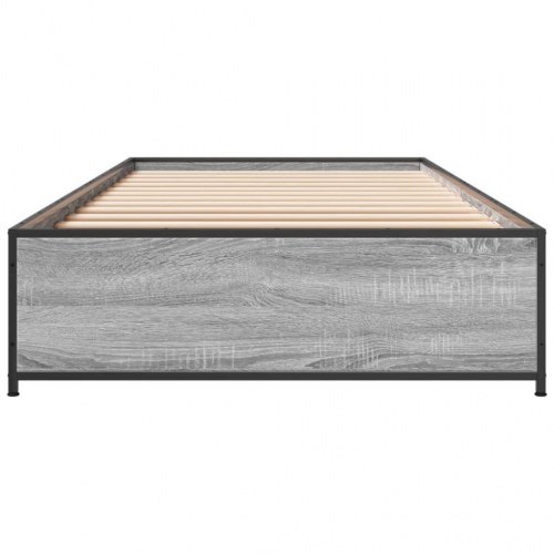 Sengeramme 75 x 190 cm i konstrueret træ og metal - grå sonoma-eg
