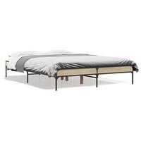 Sengestel 140x190 cm konstrueret træ og metal sonoma-eg