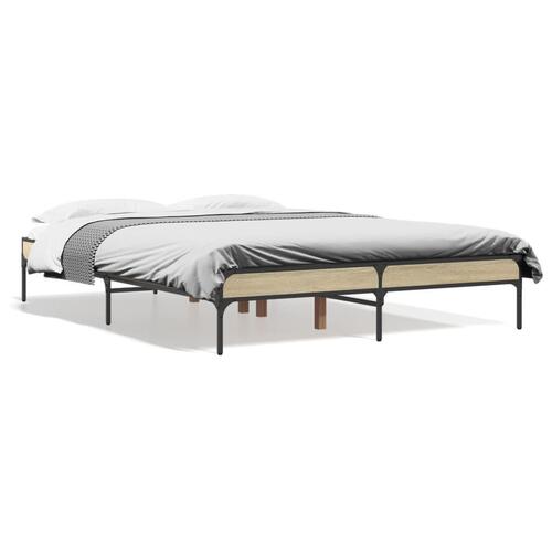 Sengestel 140x190 cm konstrueret træ og metal sonoma-eg