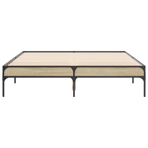 Sengestel 140x190 cm konstrueret træ og metal sonoma-eg