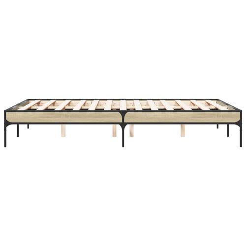 Sengestel 140x190 cm konstrueret træ og metal sonoma-eg