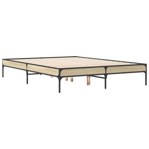 Sengestel 140x190 cm konstrueret træ og metal sonoma-eg