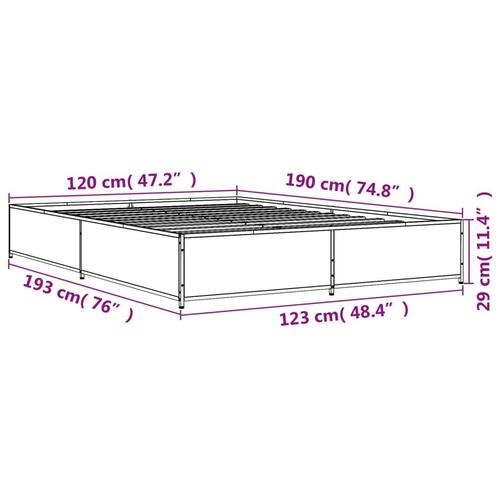 Sengestel 120x190 cm konstrueret træ og metal sonoma-eg