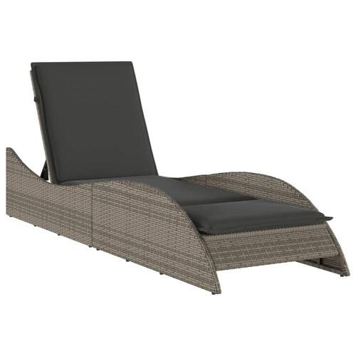 Liggestol med hynde 60x205x73 cm polyrattan grå
