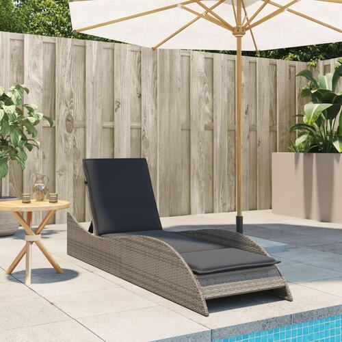 Liggestol med hynde 60x205x73 cm polyrattan grå