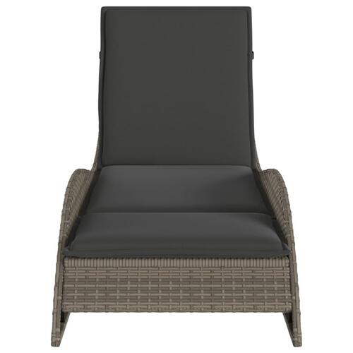 Liggestol med hynde 60x205x73 cm polyrattan grå