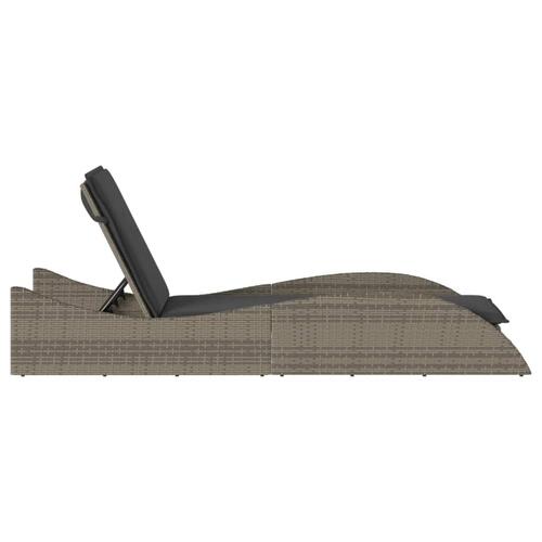 Liggestol med hynde 60x205x73 cm polyrattan grå