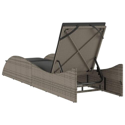 Liggestol med hynde 60x205x73 cm polyrattan grå