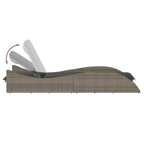 Liggestol med hynde 60x205x73 cm polyrattan grå