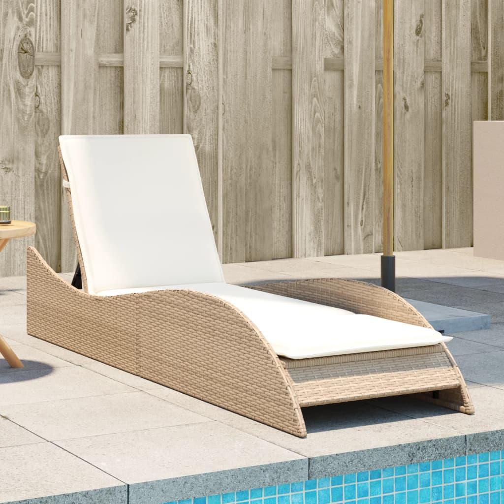 Liggestol med hynde 60x205x73 cm polyrattan beige