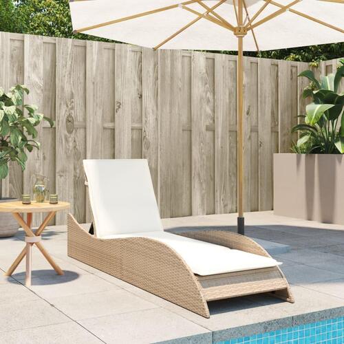 Liggestol med hynde 60x205x73 cm polyrattan beige