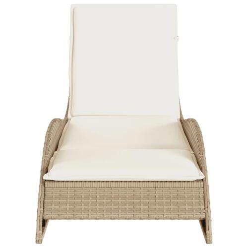 Liggestol med hynde 60x205x73 cm polyrattan beige