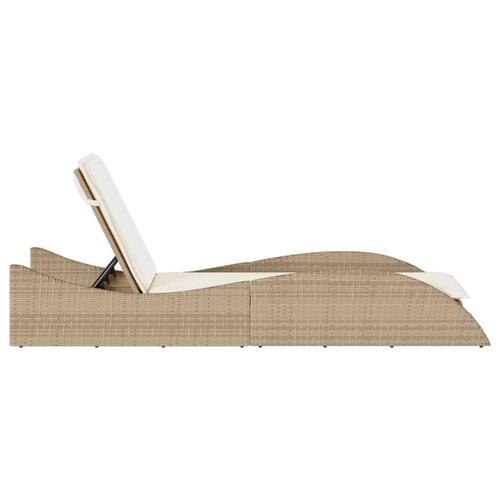 Liggestol med hynde 60x205x73 cm polyrattan beige