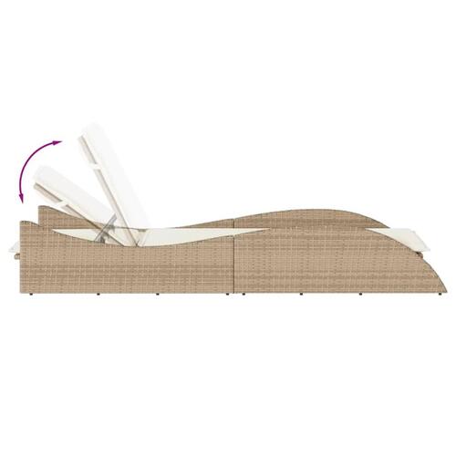 Liggestol med hynde 60x205x73 cm polyrattan beige