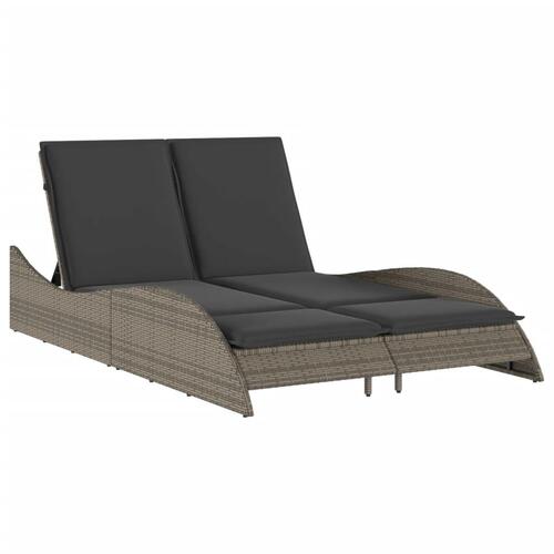 Liggestol med hynder 114x205x73 cm polyrattan grå