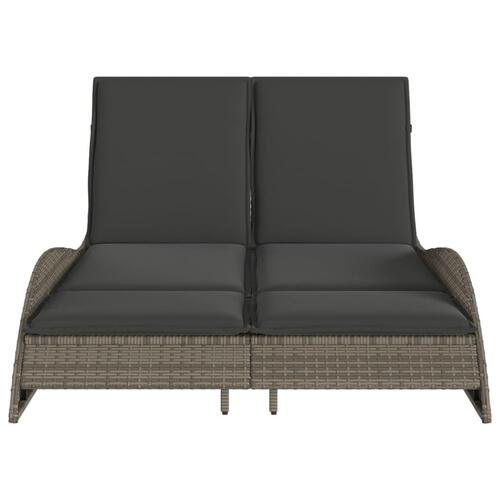 Liggestol med hynder 114x205x73 cm polyrattan grå