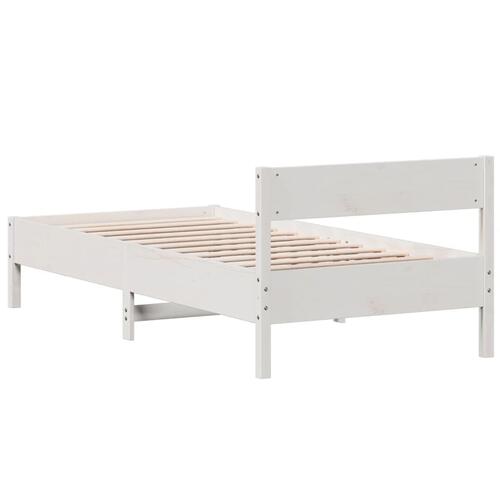 Sengeramme uden madras 75x190 cm massivt fyrretræ hvid