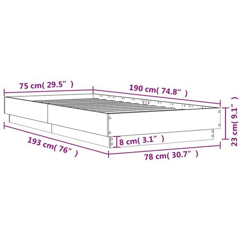 Sengeramme 75x190 cm konstrueret træ betongrå