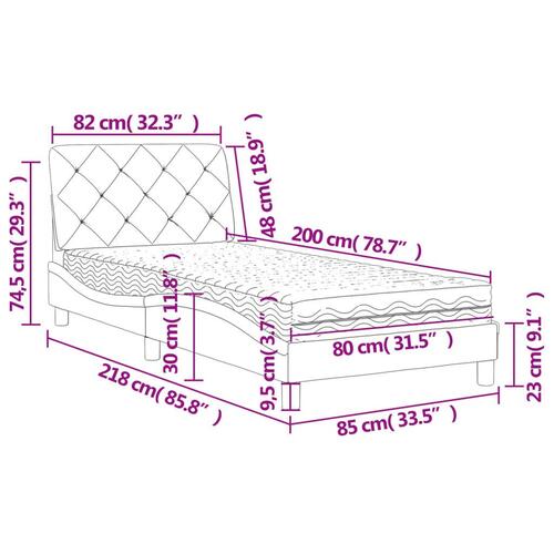 Seng med madras 80x200 cm velour sort
