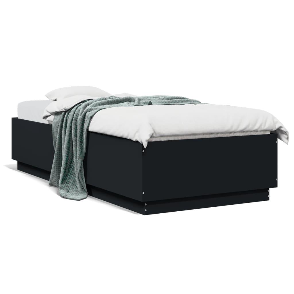 Sengeramme 90x200 cm konstrueret træ sort