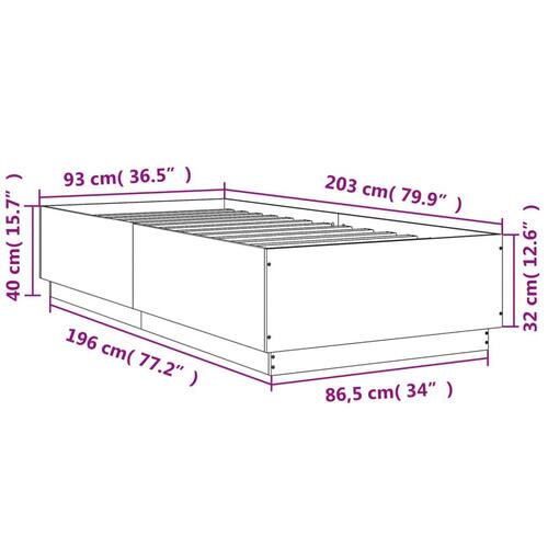 Sengeramme 90x200 cm konstrueret træ sort