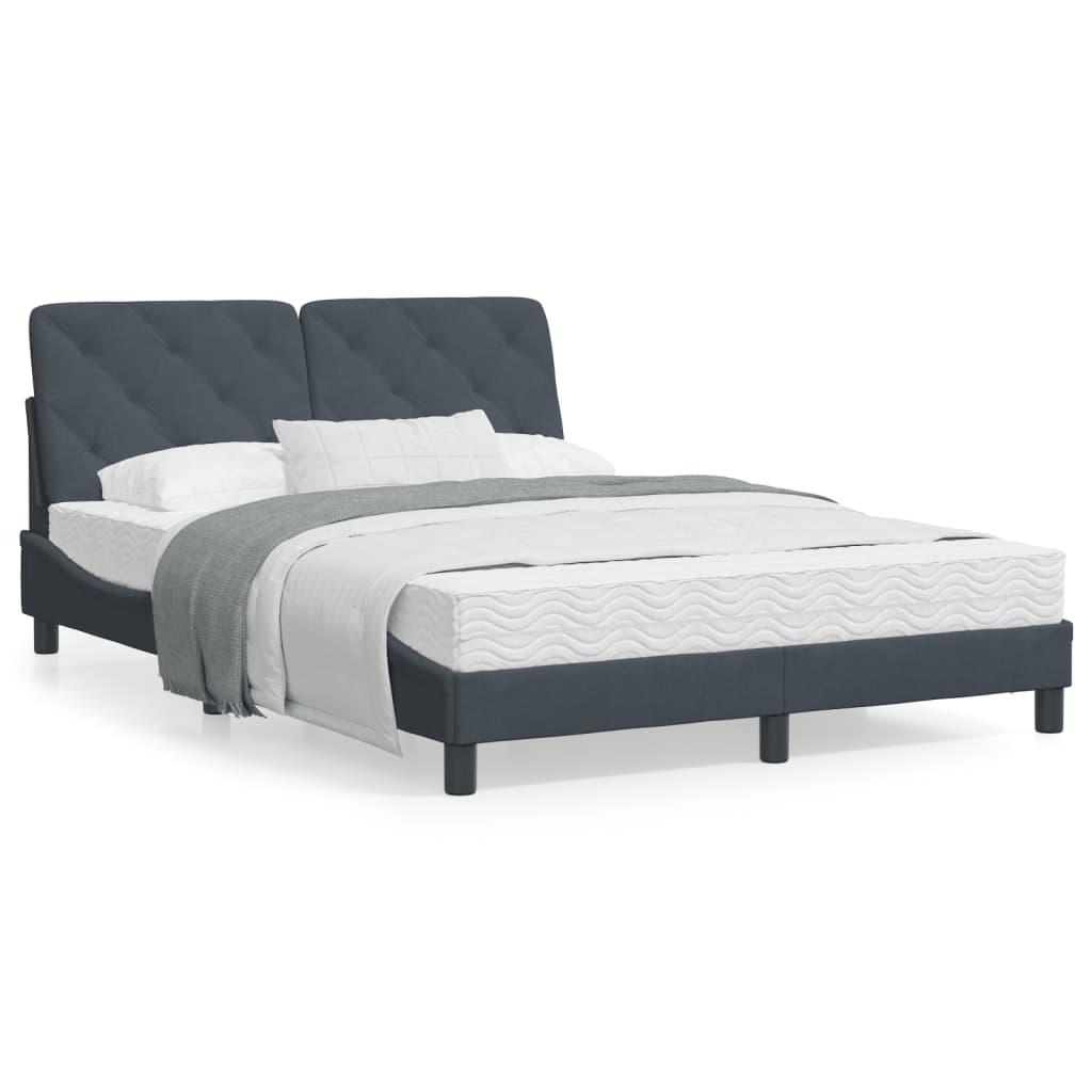 Seng med madras 140x190 cm velour mørkegrå