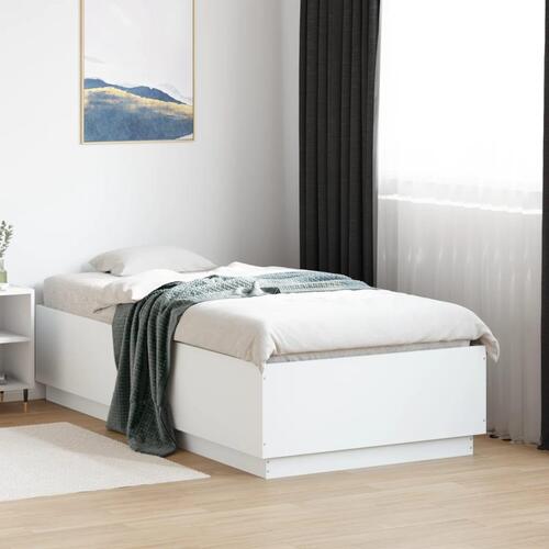 Sengeramme 90x190 cm konstrueret træ hvid