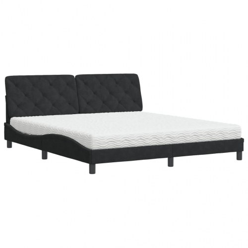 Seng med madras 180x200 cm velour sort