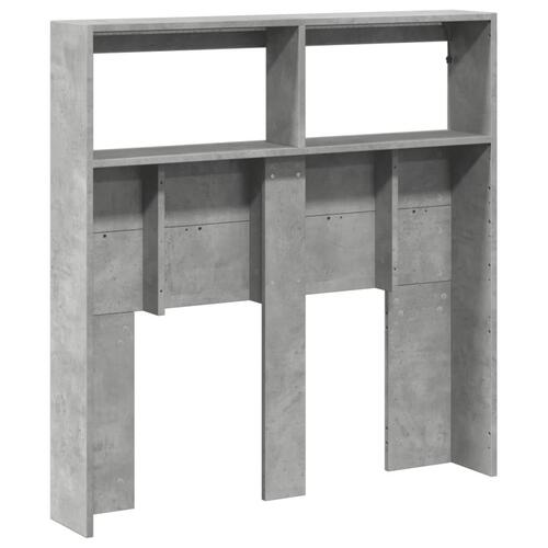 Sengegavl med opbevaring og LED-lys 100x17x102 cm betongrå