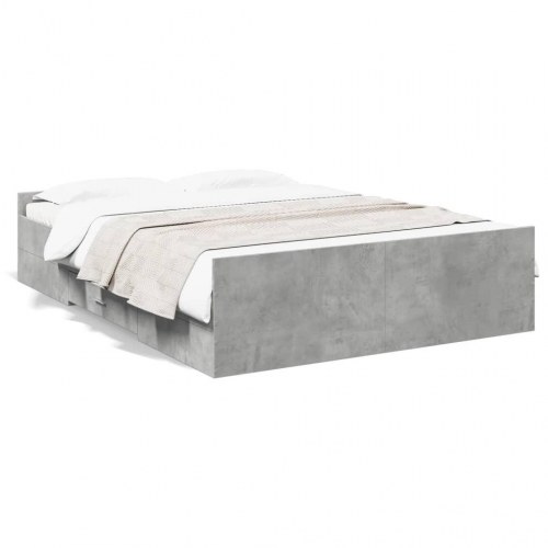 Sengeramme med 2 skuffer 135 x 190 cm - betongrå