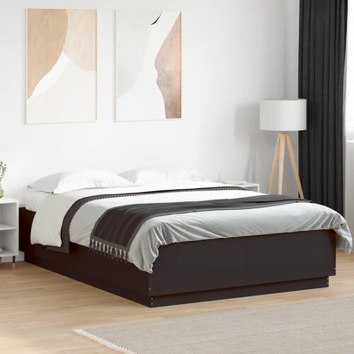 Sengestel 160x200 cm massivt træ sort