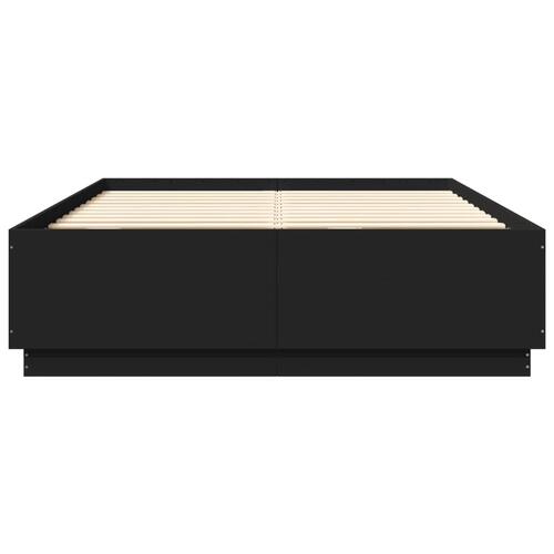Sengestel 160x200 cm massivt træ sort