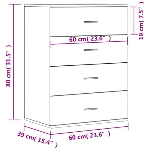 Skab 60x39x80 cm konstrueret træ grå sonoma-eg