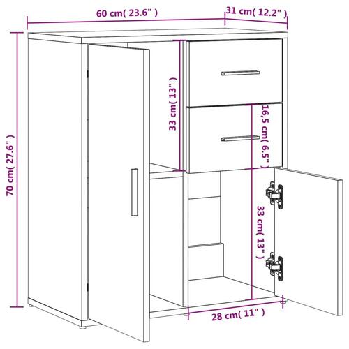 Skænk 60x31x70 cm konstrueret træ sonoma-eg