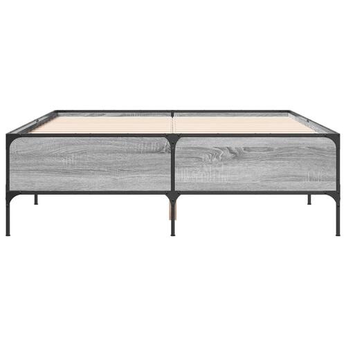 Sengestel 135x190 cm konstrueret træ og metal grå sonoma-eg
