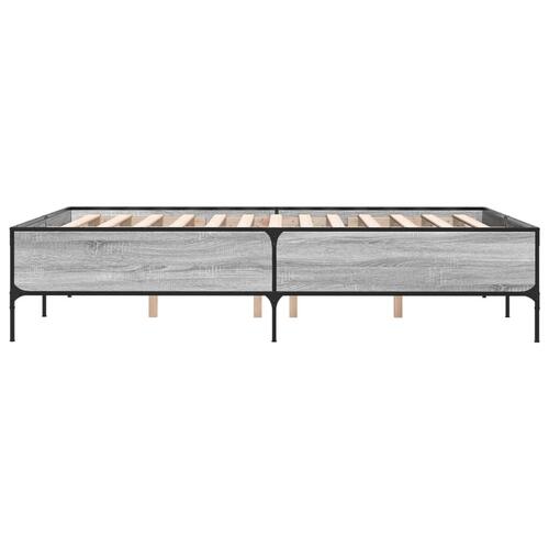 Sengestel 135x190 cm konstrueret træ og metal grå sonoma-eg