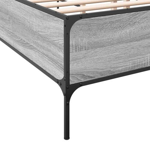 Sengestel 135x190 cm konstrueret træ og metal grå sonoma-eg