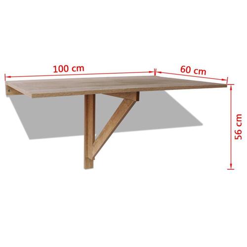 Foldbart vægbord 100x60 cm egetræsfarve