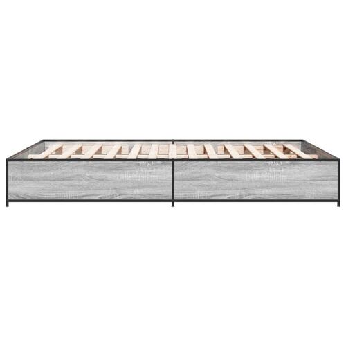 Sengestel 135x190 cm konstrueret træ og metal grå sonoma-eg