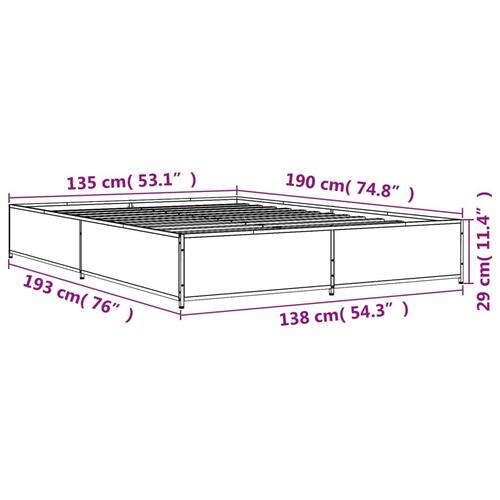 Sengestel 135x190 cm konstrueret træ og metal grå sonoma-eg